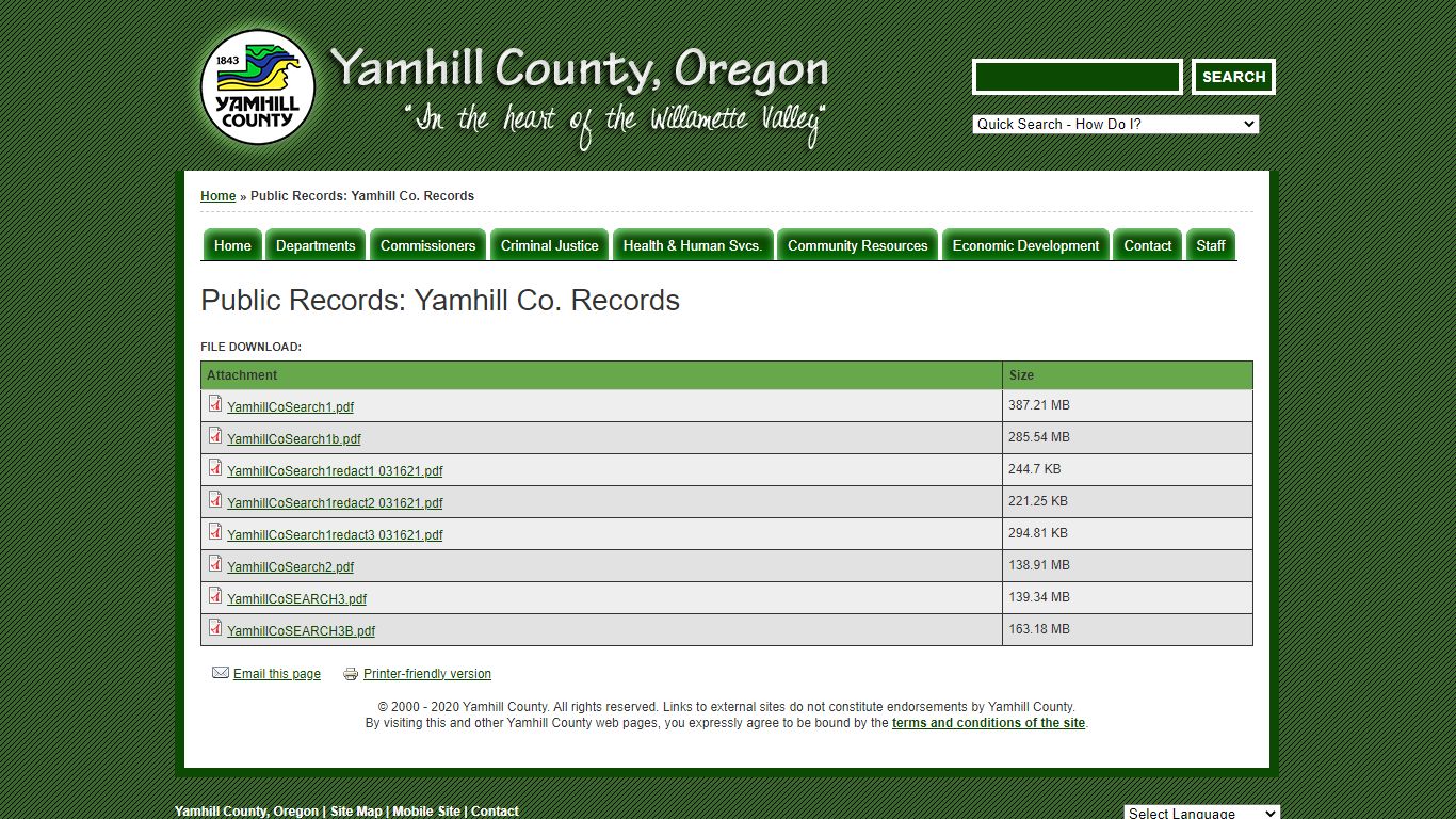 Public Records: Yamhill Co. Records | Yamhill County, Oregon